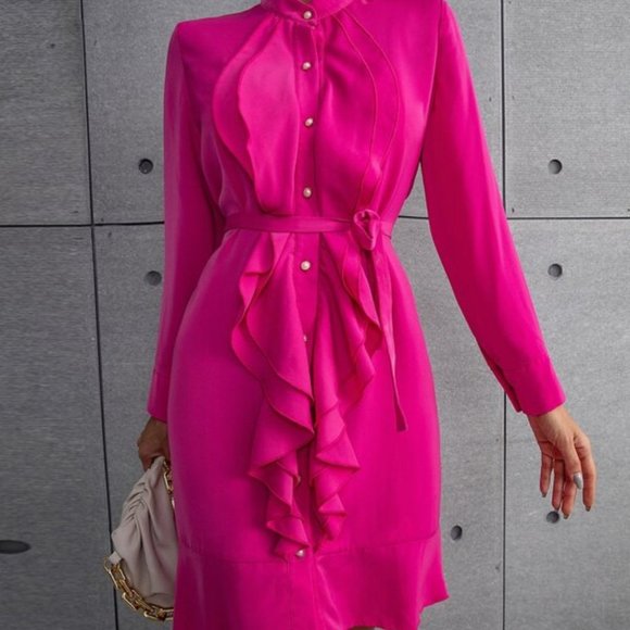 Hot pInk Long Sleeved Dress - Picture 3 of 8